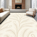 Cream Swirl Feather Pattern Rug