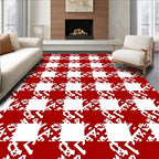 Red White Buffalo Check Design Rug