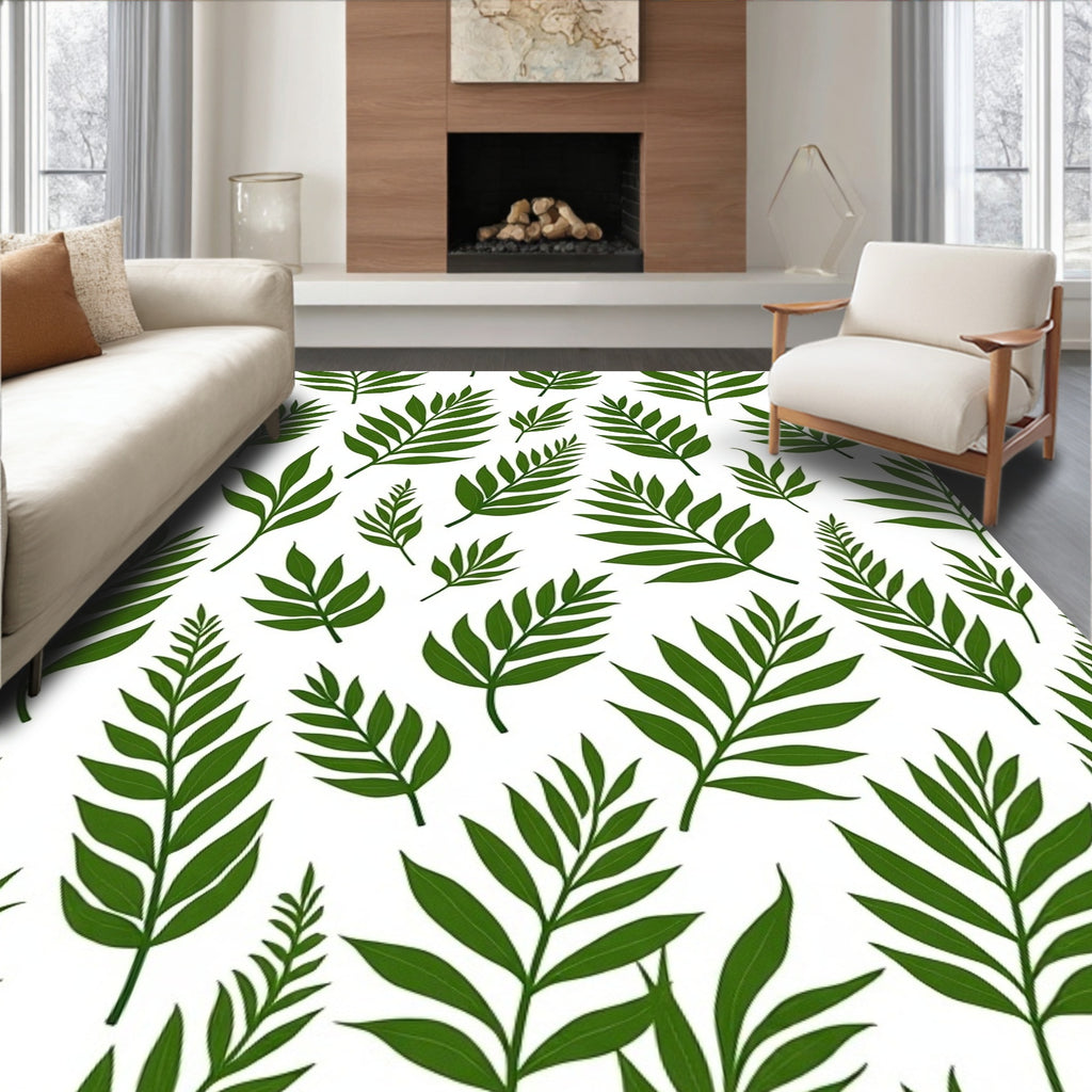 Green Leaf Tropical Pattern Rug