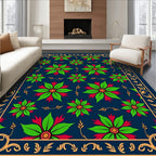 Floral Medallion With Golden Border Rug