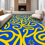 Groovy Yellow Swirls And Stars Rug