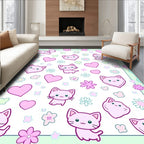 Kawaii Pink Cat Heart Pattern Rug