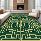 Elegant Golden Maze Pattern Design Rug