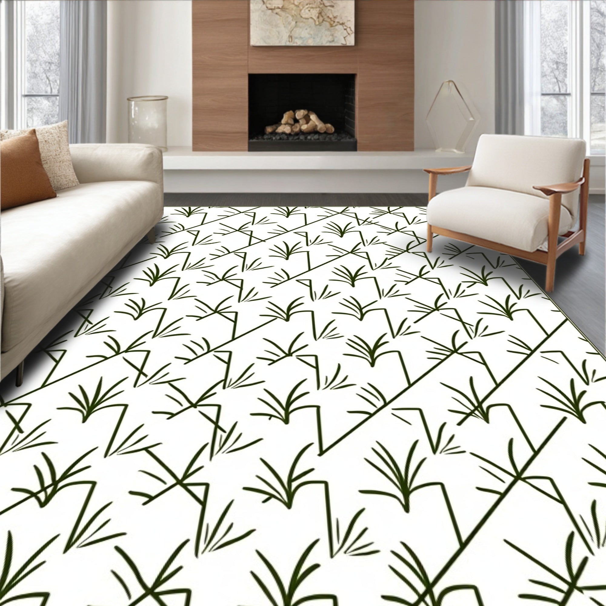 Minimalist Diagonal Grass Pattern Rug