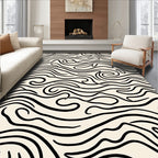 Fluid Black Lines Abstract Pattern Rug