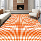 Classic Orange White Gingham Pattern Rug