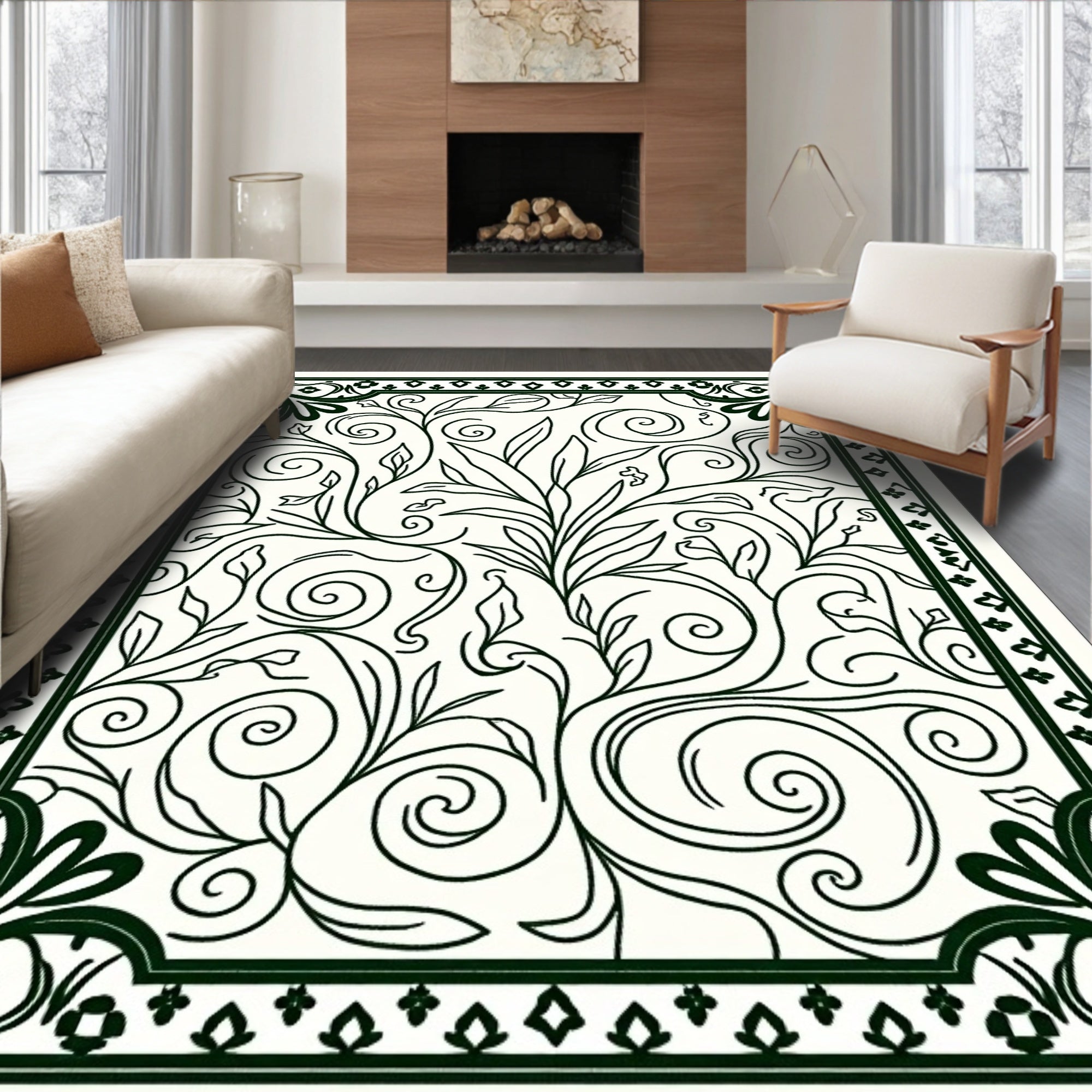 Classic Floral Swirls Patterned Rug