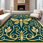 Golden Moth Floral Scroll Design Rug