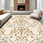 Gold Floral Scroll Pattern Rug