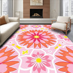 Vibrant Floral Patterned Pink Rug