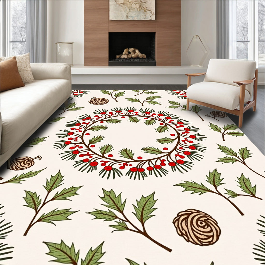 Holly Berry Festive Pattern Rug