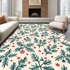 Festive Pine Branch Holiday Pattern Rug