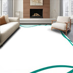 Dynamic Teal Swirls Border Design Rug