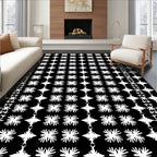 Ornate Black White Starburst Rug