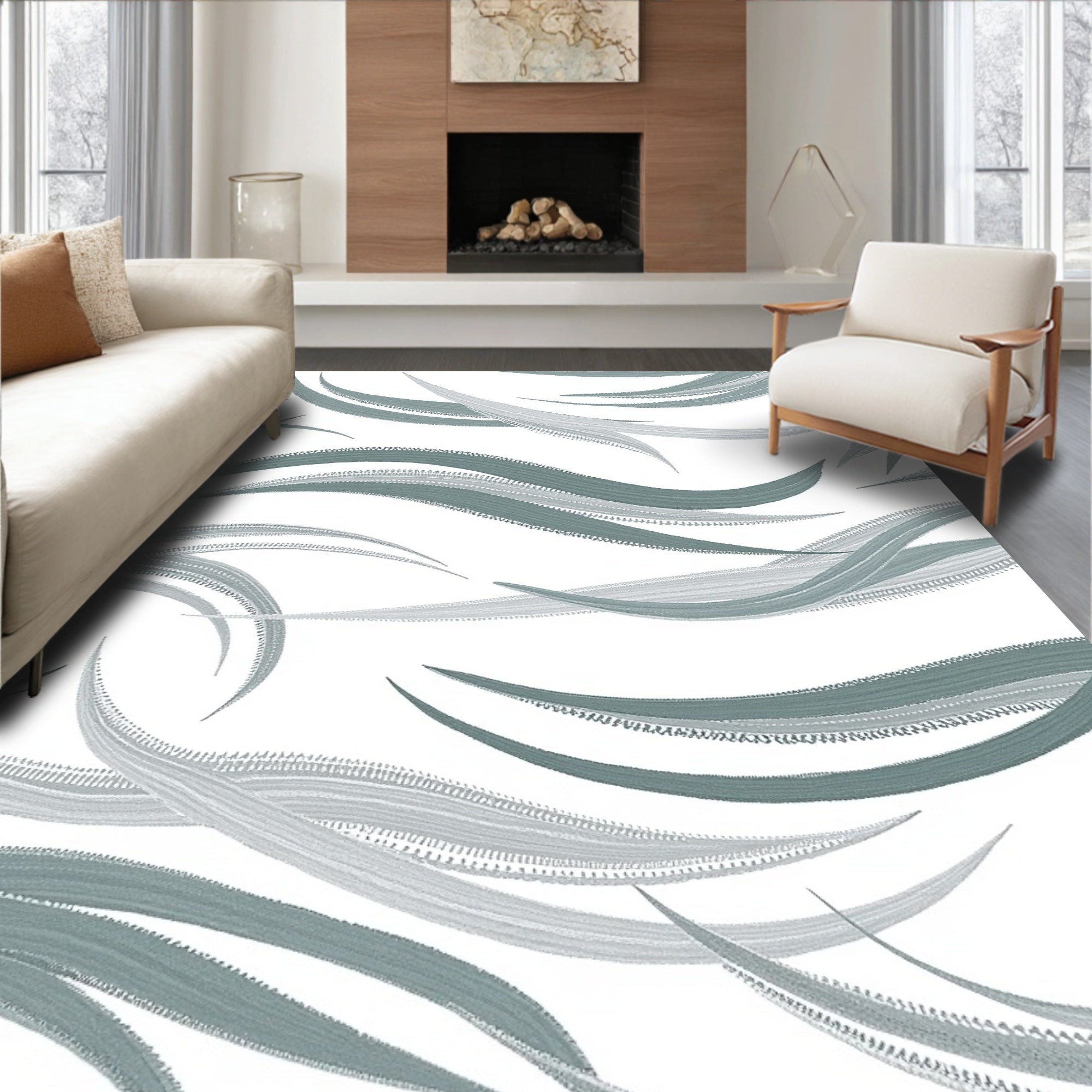 Textured Brushstroke Flow Design Rug