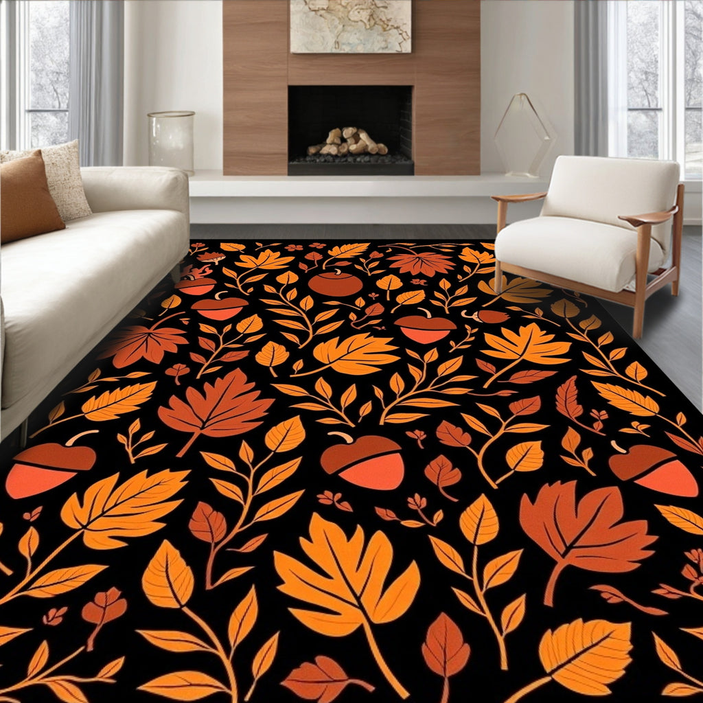 Autumn Leaf and Acorn Pattern Rug