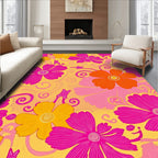 Vibrant Floral Swirl Pattern Rug