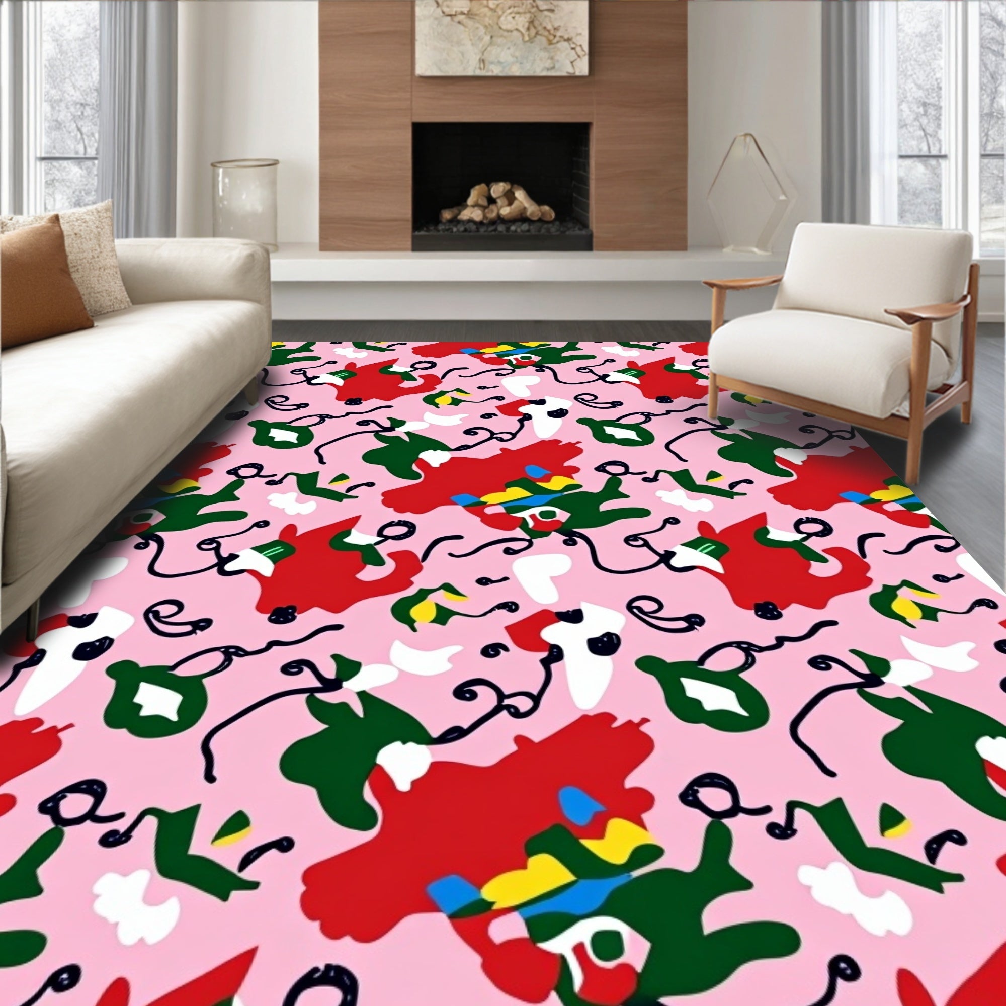 Abstract Colorful Shapes Pattern Rug