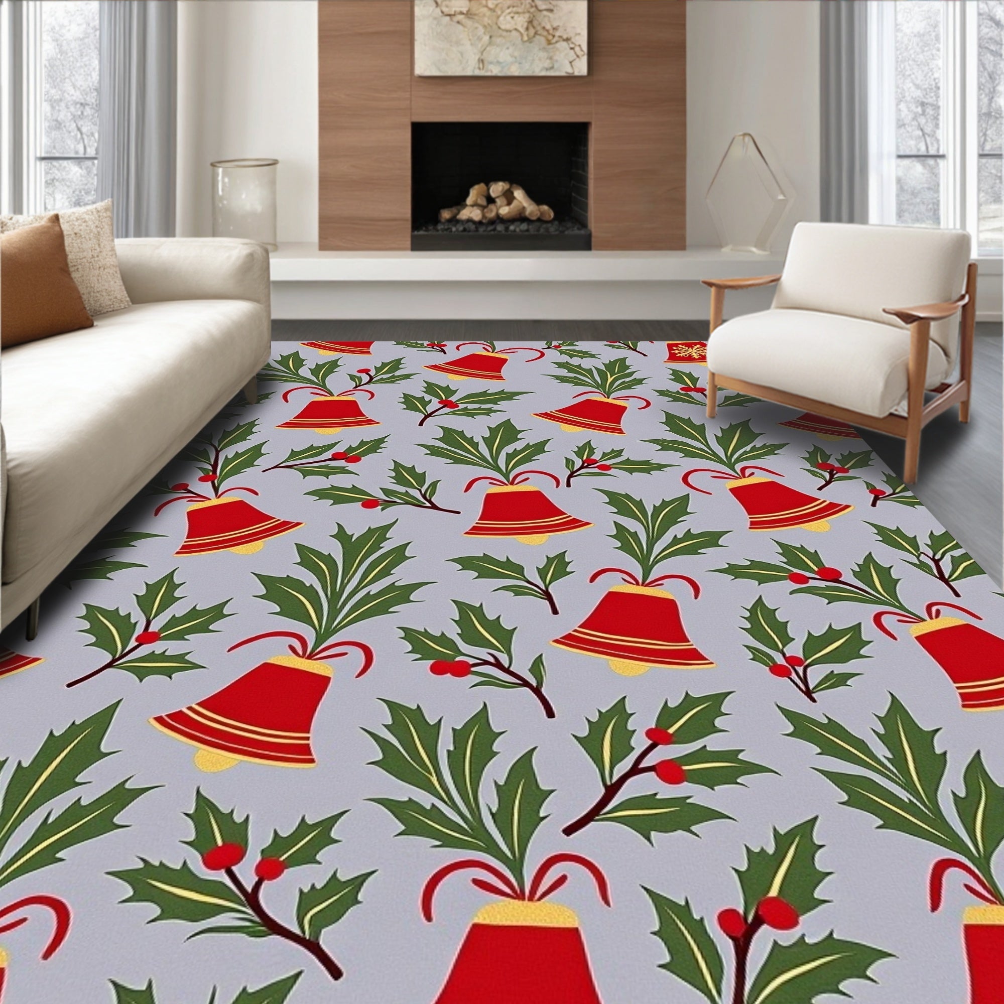 Festive Bell Holly Pattern Rug
