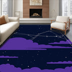 Cosmic Purple Clouds Starry Night Rug