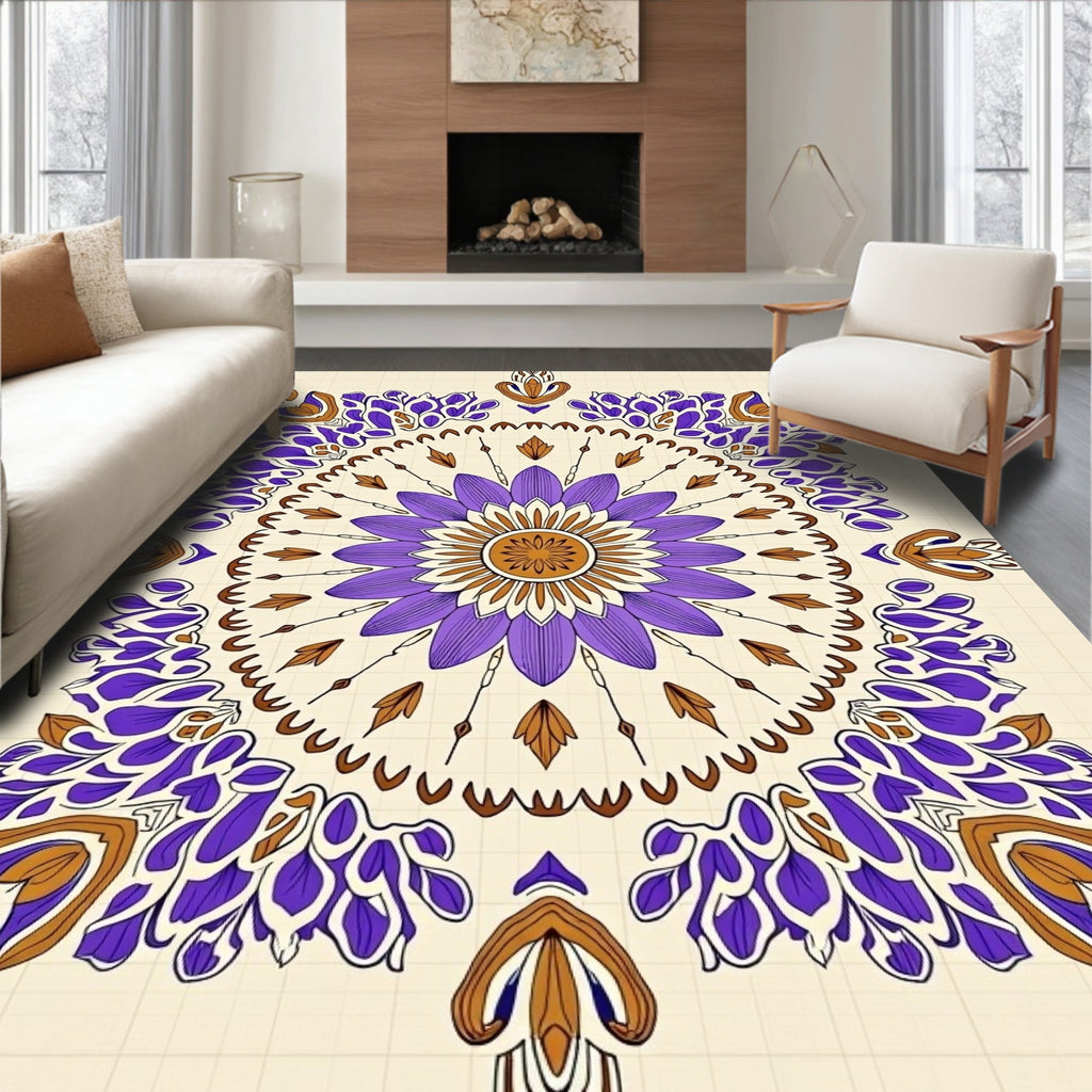 Floral Medallion With Purple Accents Rug