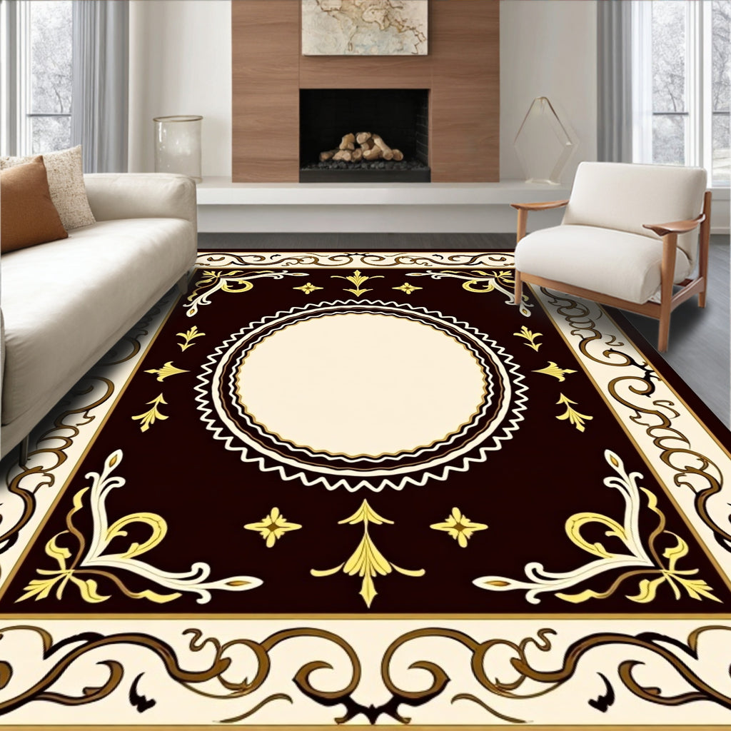 Ornate Gold Cream Antique Style Rug