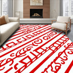 Bold Crimson Swirl Diagonal Stripes Rug