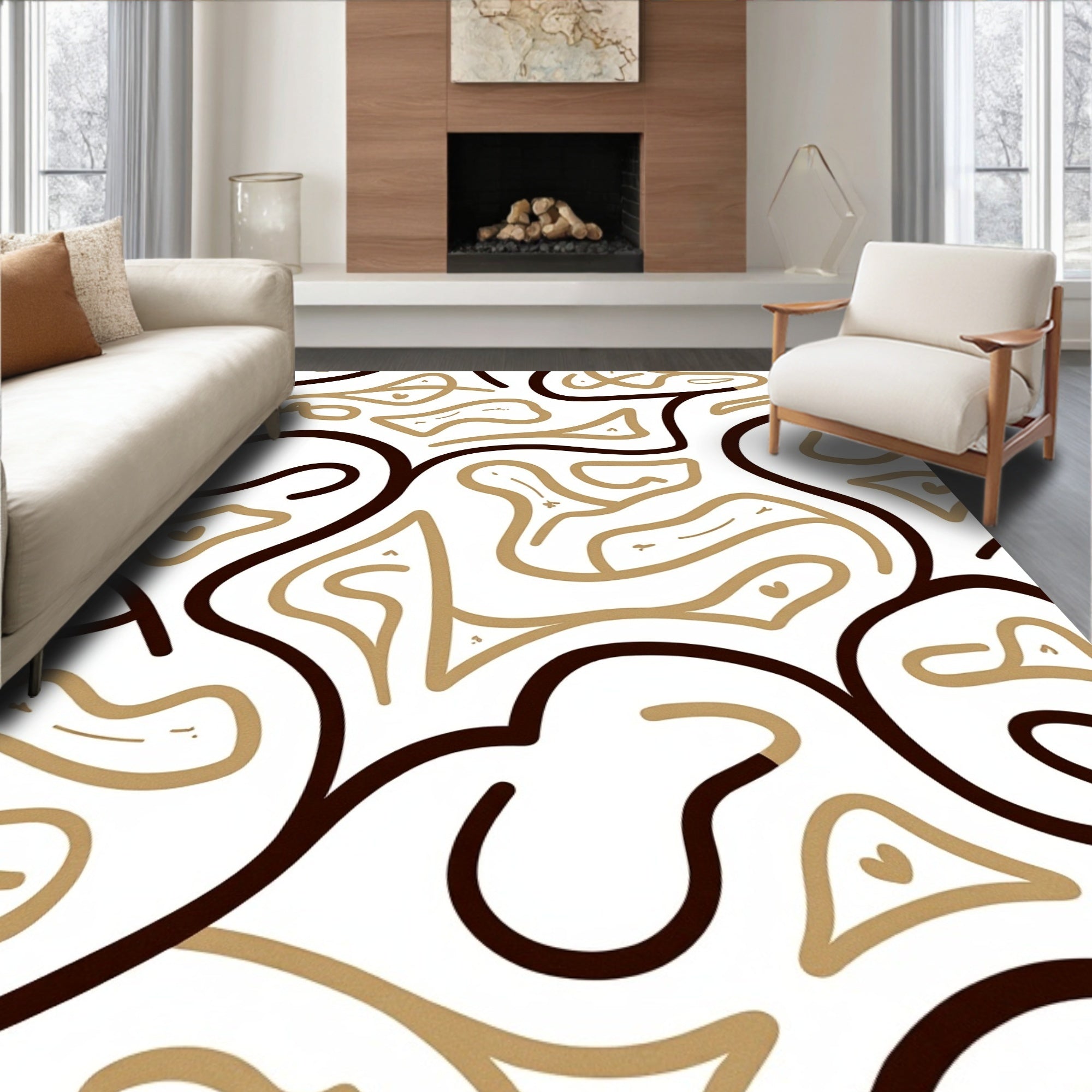 Abstract Swirl Contemporary Whimsical Design Rug