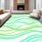 Mint Green Wavy Stripe Pattern Rug