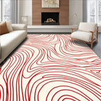 Red Swirls Organic Abstract Pattern Rug