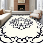 Ornate Floral Scrollwork Frame Design Rug