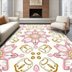 Pink Gold Floral Mandala Pattern Rug