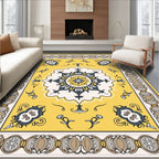 Bright Yellow Floral Mandala Design Rug