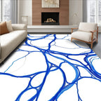 Abstract Blue Organic Lines Rug