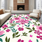 Pink Floral Pattern Rug