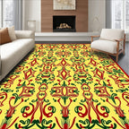 Bold Red Green Abstract Pattern Rug