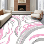 Blush Gray Swirl Abstract Design Rug
