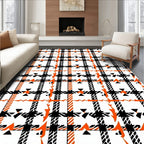 Bold Plaid Geometric Orange Pattern Rug