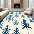 Deep Blue Evergreen Forest Pattern Rug