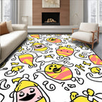 Whimsical Cartoon Characters Squiggles Design Rug