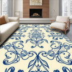 Classic Blue Ornamental Damask Pattern Rug