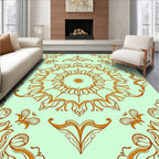 Elegant Orange Swirl Mandala Design Rug