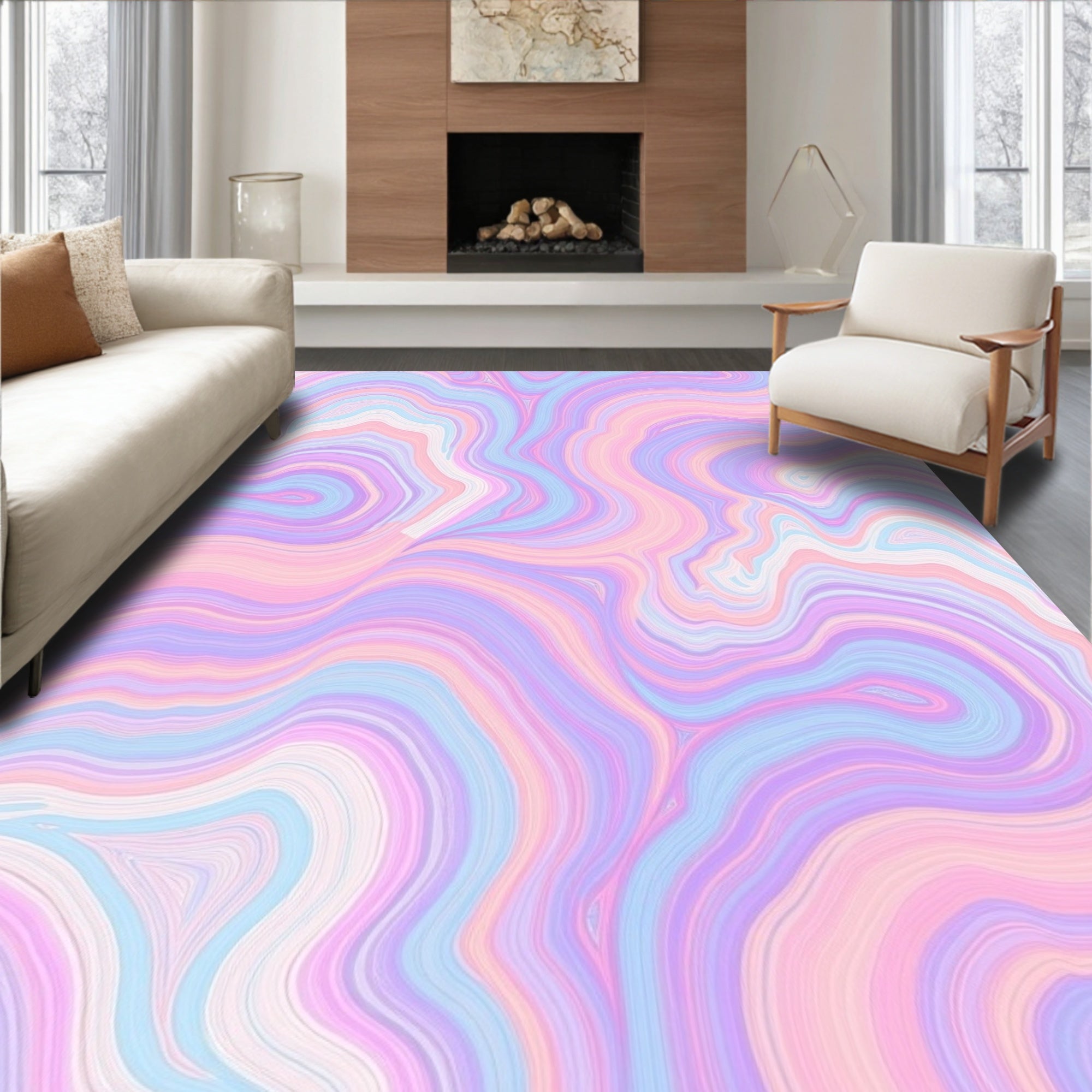 Pastel Swirl Agate Pattern Rug