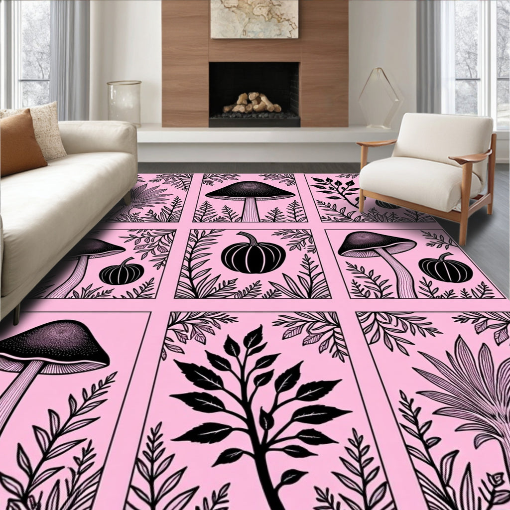 Botanical Mushroom Squash Print Rug