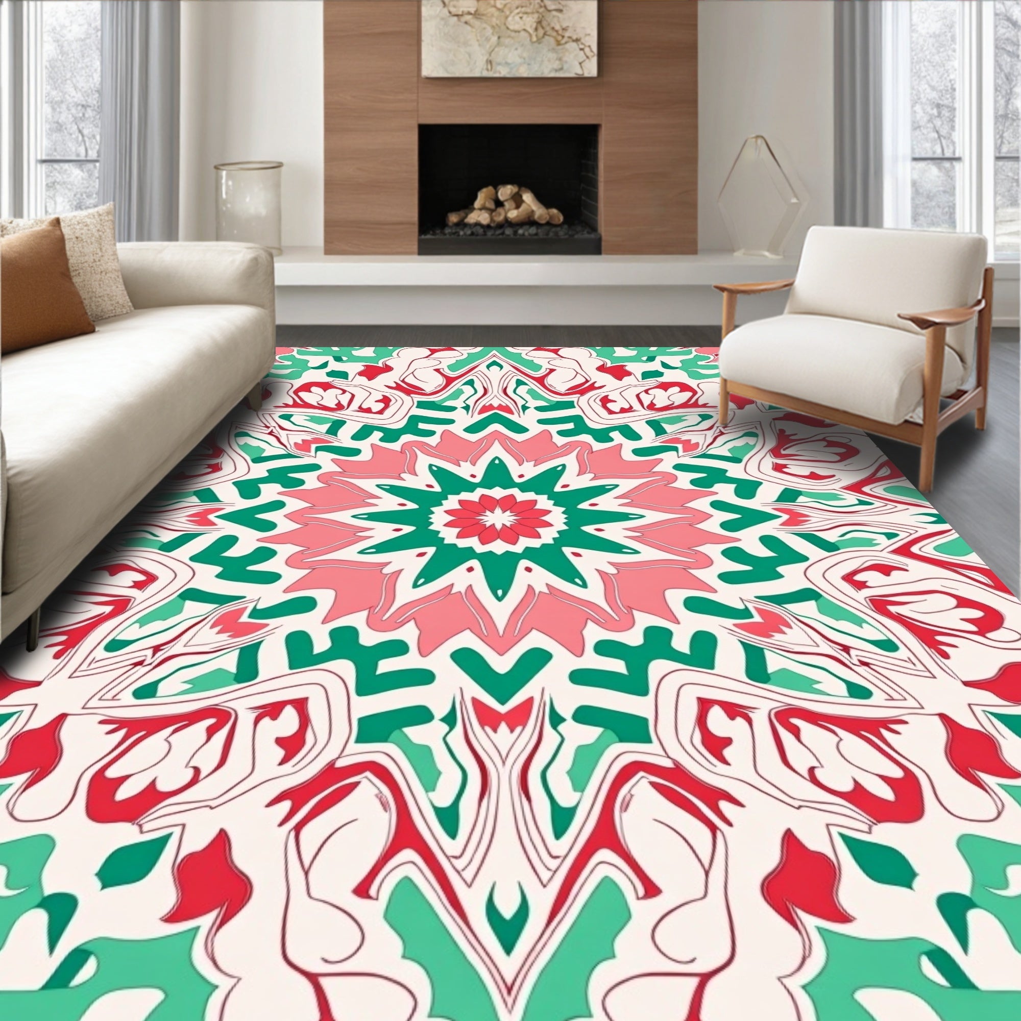 Festive Abstract Mandala Pattern Design Rug
