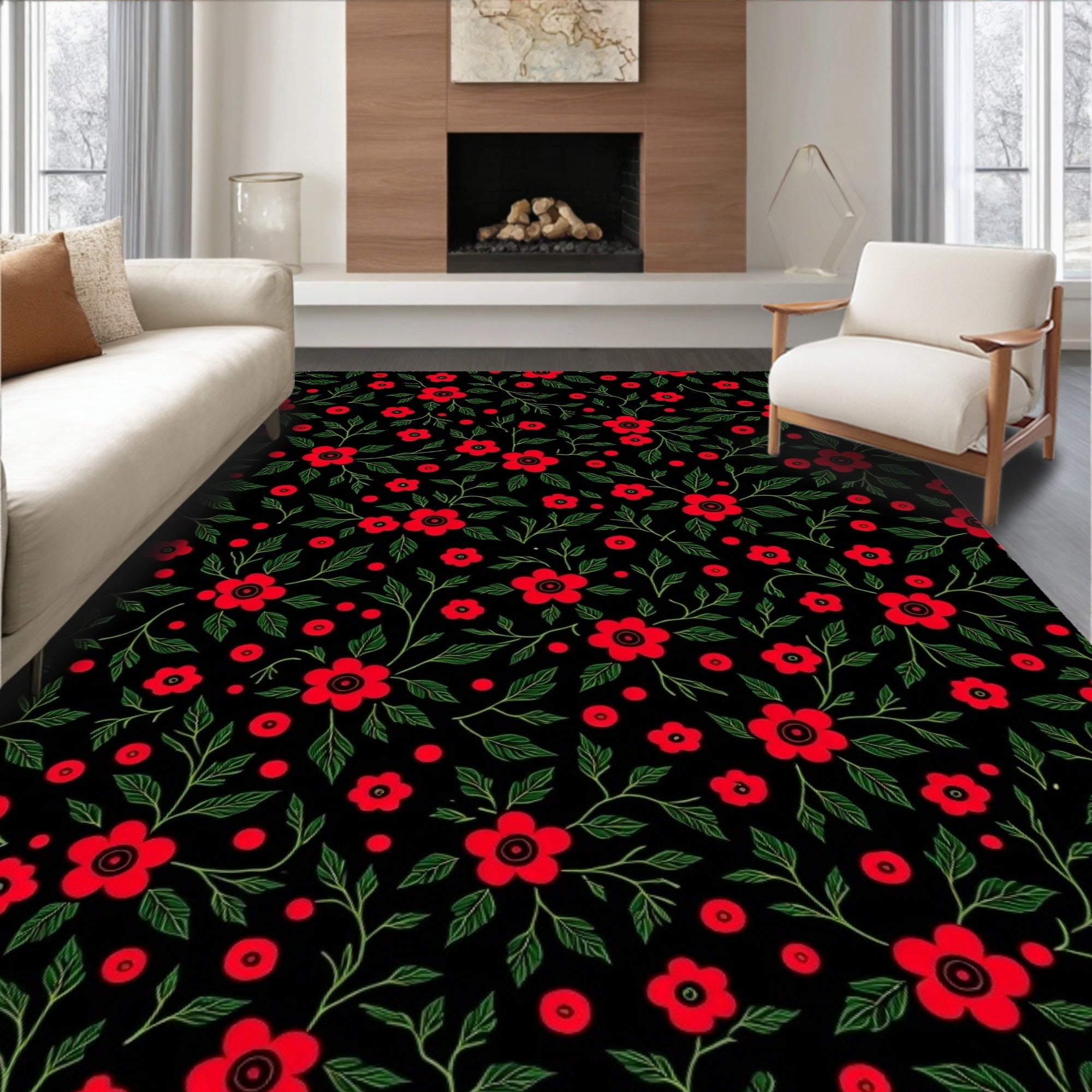 Classic Floral Vine Pattern Rug