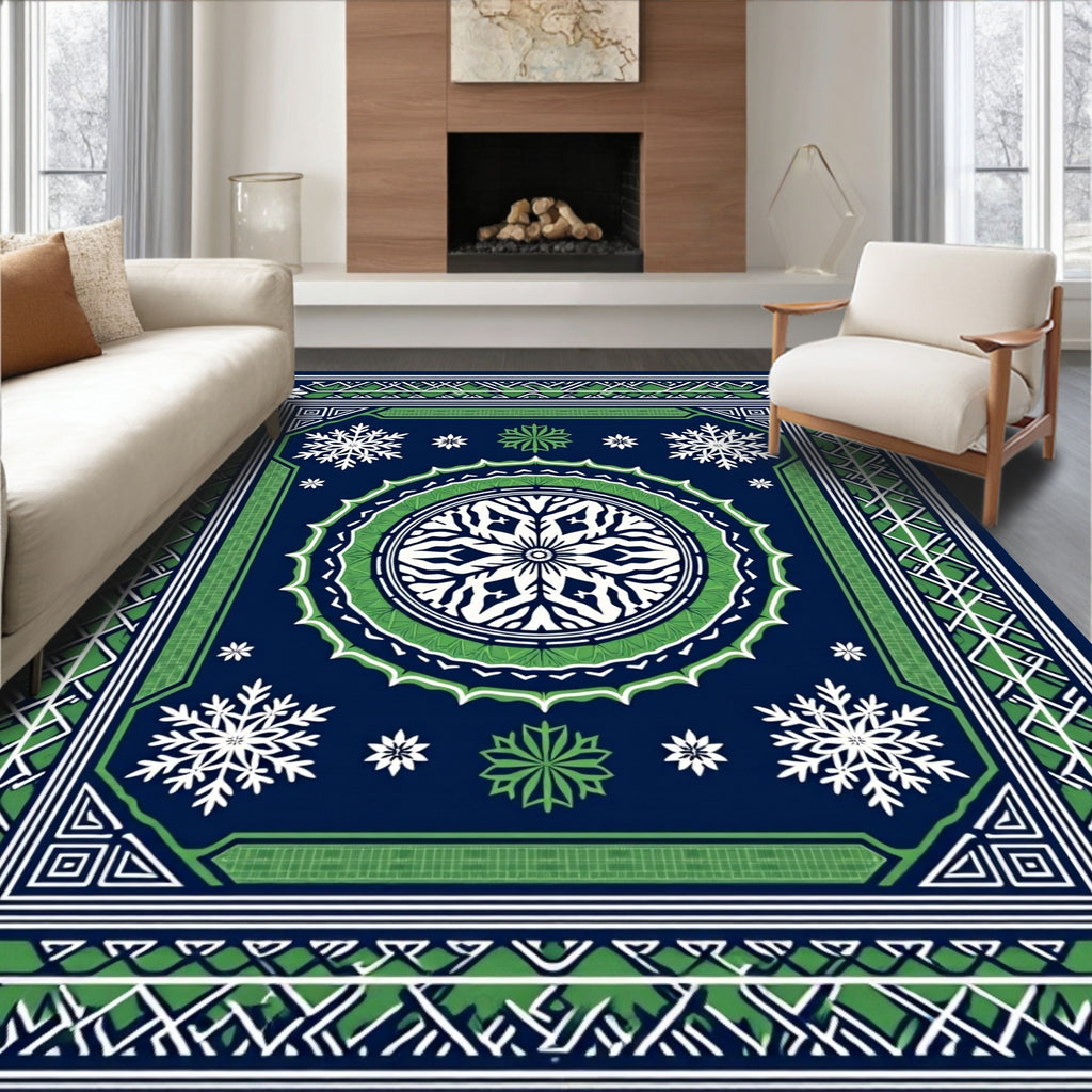 Snowflake Mandala Geometric Design Rug