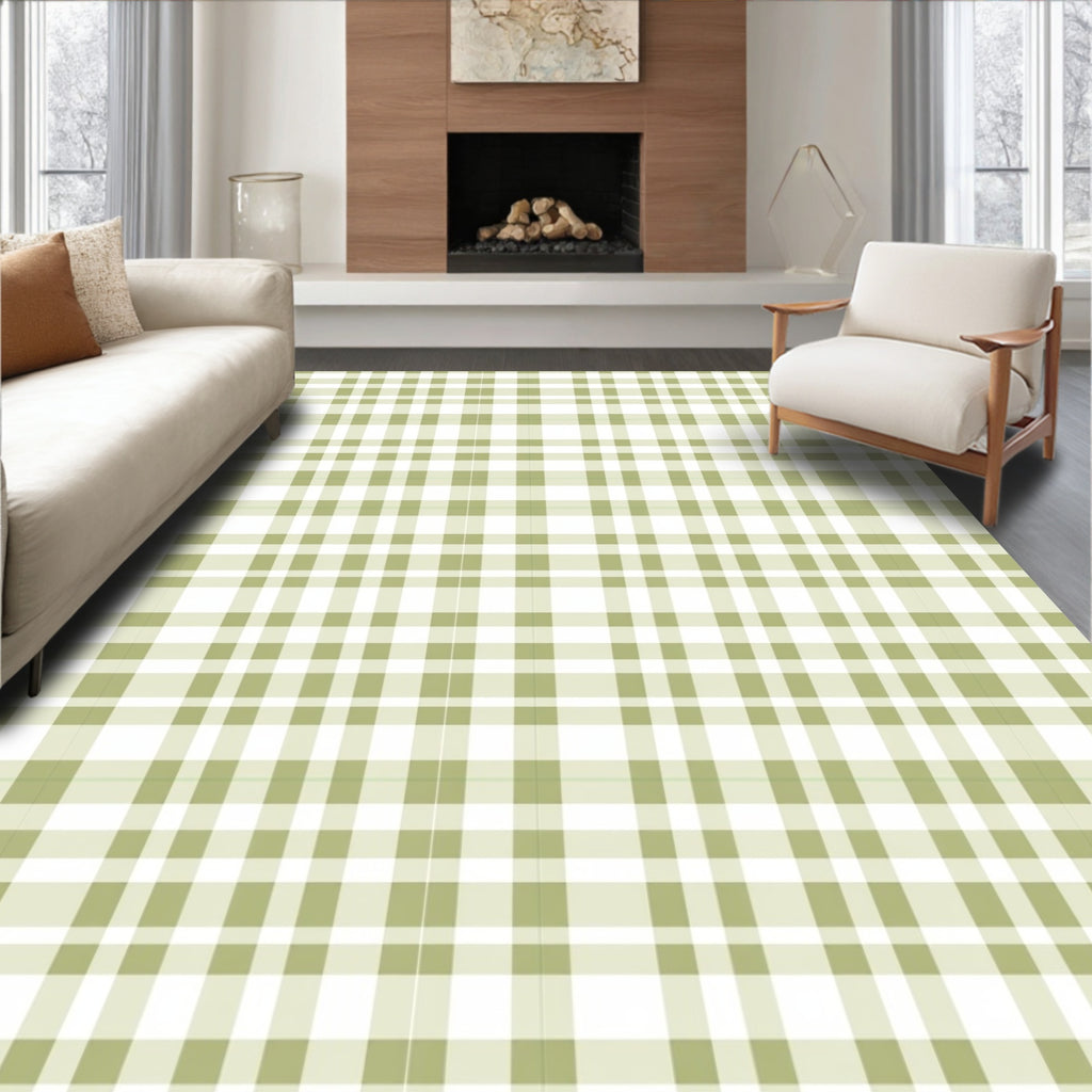 Neutral Simple Plaid Pattern Rug