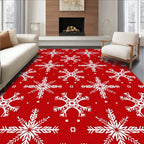 Red And White Snowflake Pattern Rug