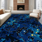 Deep Blue Abstract Organic Design Rug